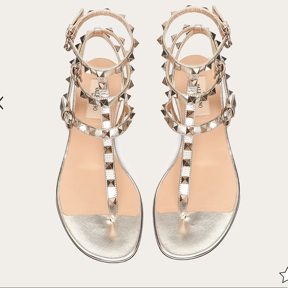 Valentino Garavani Shoes - Valentino metallic rock stud gold sandals